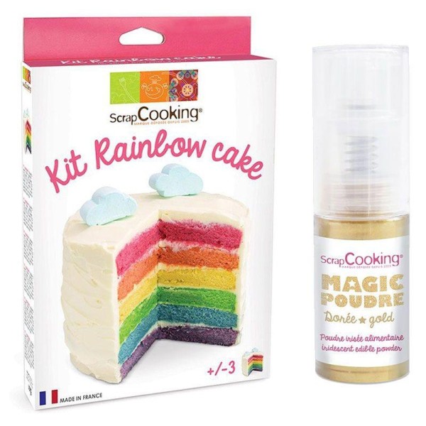 Kit Rainbow Cake + 1 poudre alimentaire irisée dorée - Photo n°1