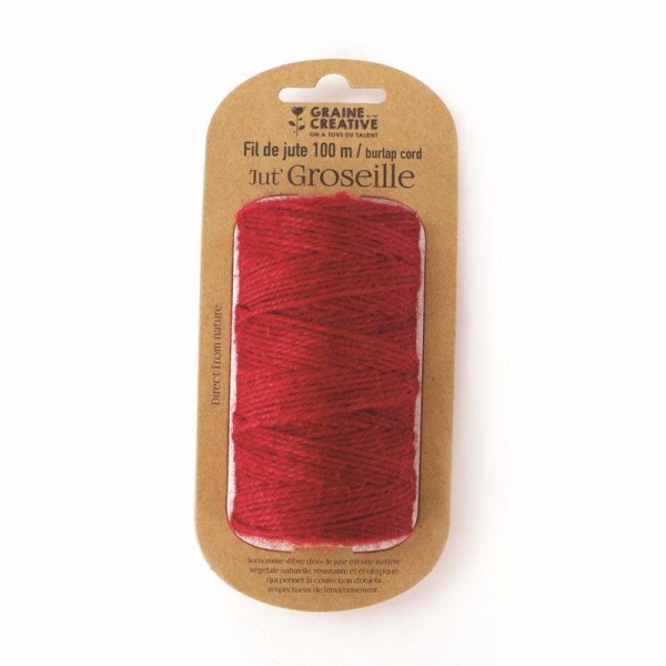 Bobine de fil de jute - Rouge - 100 m x 2 mm - Photo n°1