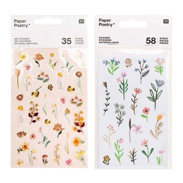 93 stickers gel fleurs - Modèle rose - Photo n°1