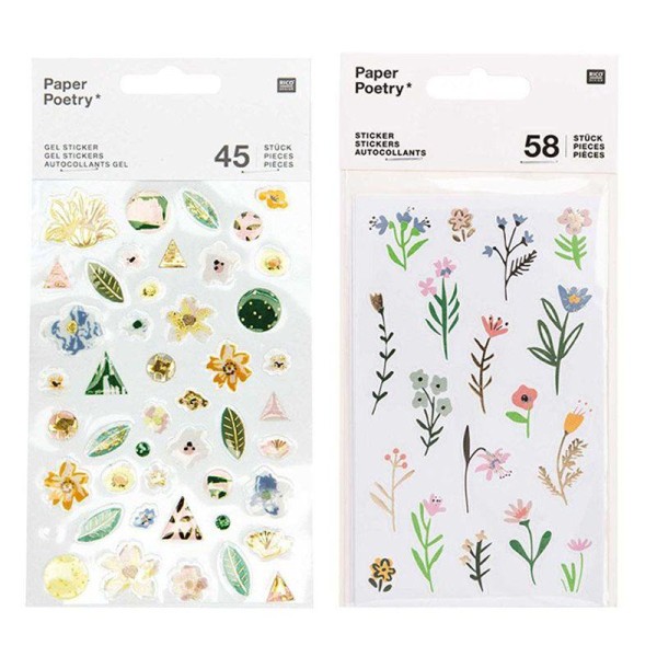 103 stickers gel fleurs - Modèle vert - Photo n°1