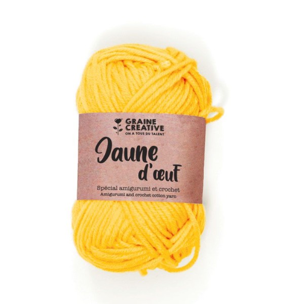 Fil de coton spécial crochet et amigurumi 55 m - jaune - Photo n°1