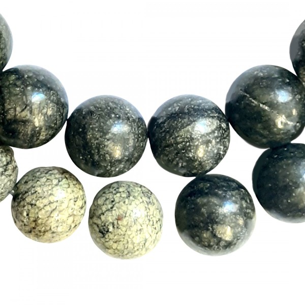 Fil de 36 perles rondes 10mm 10 mm en serpentine - Photo n°1