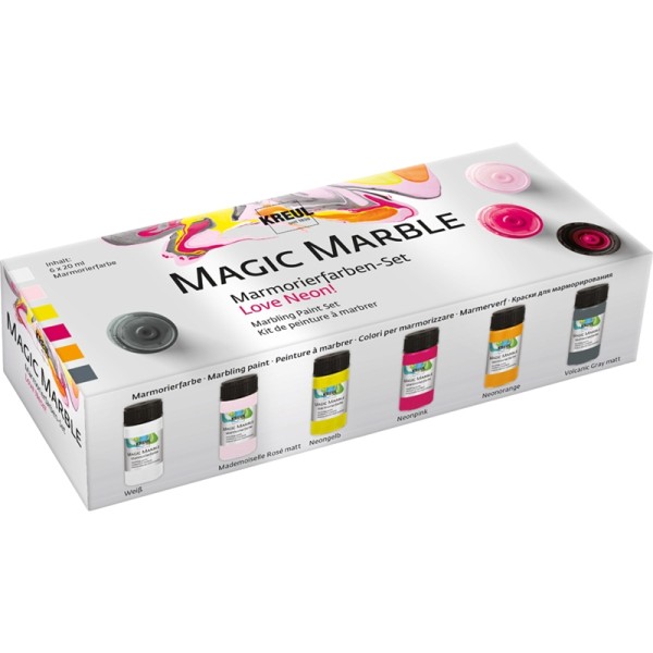 Peinture à marbrer ''Magic Marble'', kit Love Neon! - Photo n°1