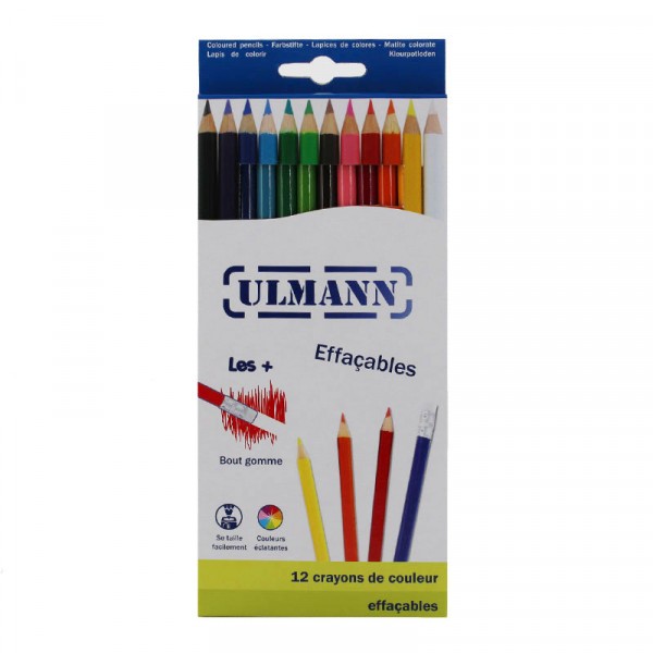 Etui de 12 crayons de couleur 18 cm avec gomme - Ulmann - Photo n°1
