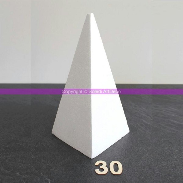 Pyramide 4 faces de 30 cm, Présentoir polystyrène pro haute densité, 25 kg/ m3 - Photo n°1