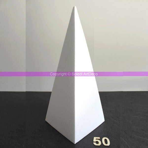 Pyramide 4 faces de 50 cm, Présentoir polystyrène pro haute densité, 25 kg/ m3 - Photo n°1