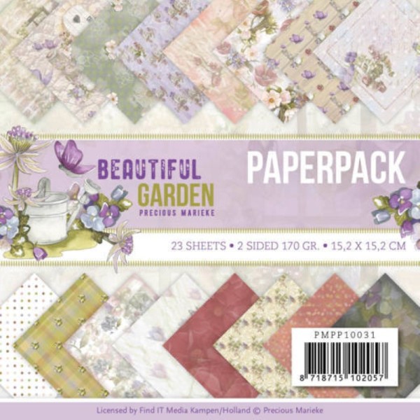 Bloc de papier - Precious marieke - Beautiful garden 15.2 x 15.2 cm - Photo n°1
