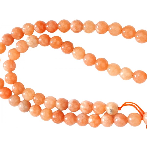 Fil de 62 perles rondes 6mm 6 mm en calcite orange naturelle - Photo n°2