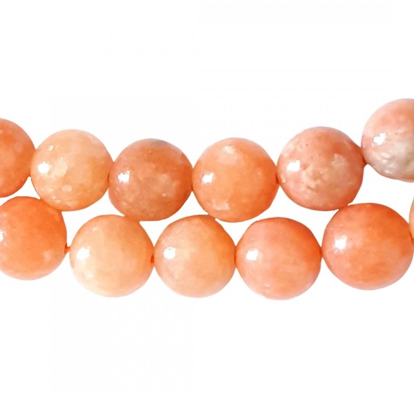 Fil de 62 perles rondes 6mm 6 mm en calcite orange naturelle - Photo n°1