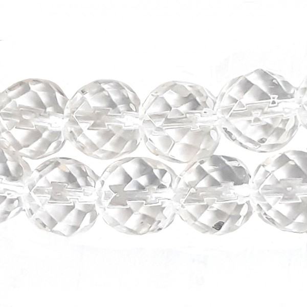 Fil de 44 perles facettées rondes 8mm 8 mm en cristal de roche à facettes - Photo n°3