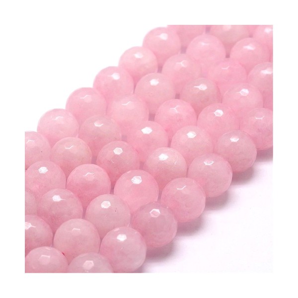 Fil de 56 perles facettées rondes à facettes 6mm 6 mm en Quartz Rose - Photo n°2