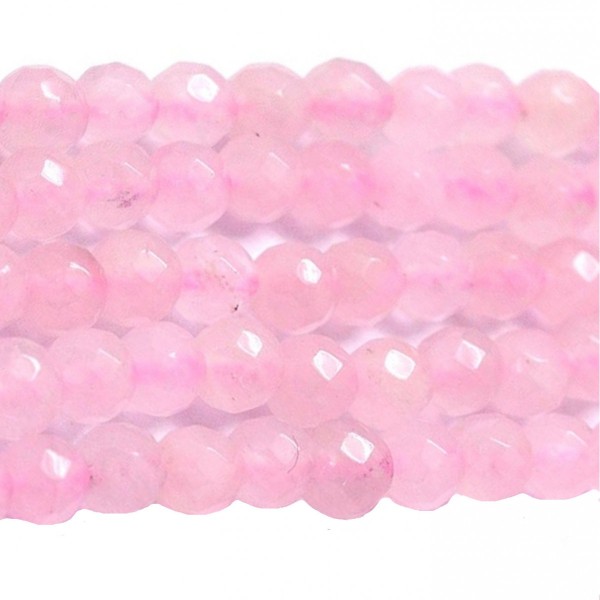 Fil de 56 perles facettées rondes à facettes 6mm 6 mm en Quartz Rose - Photo n°4