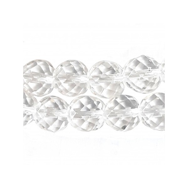 Fil de 60 perles facettées rondes 6mm 6 mm en cristal de roche à facettes - Photo n°2