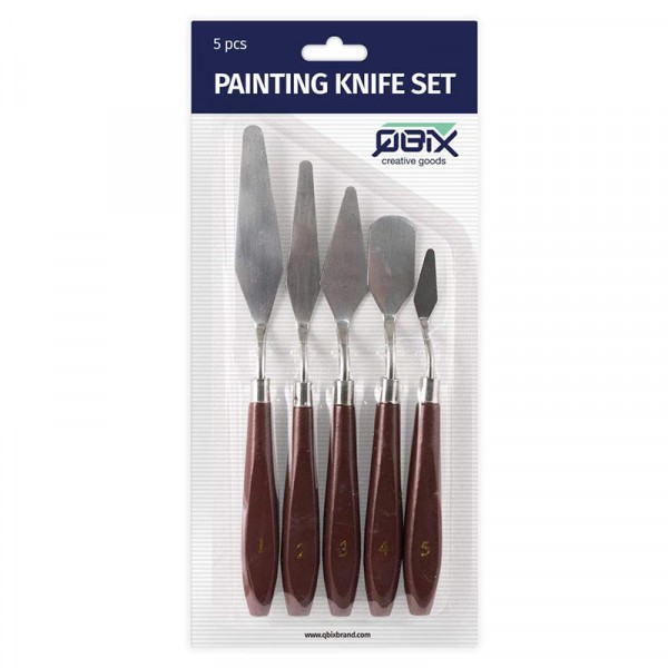 Lot de 5 couteaux à peindre avec manche en bois - Qbix - Photo n°1