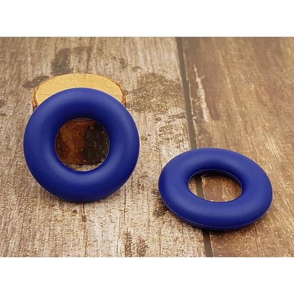 3 Anneaux de dentition en silicone forme ronde 43mm, couleur bleu marine - Photo n°1
