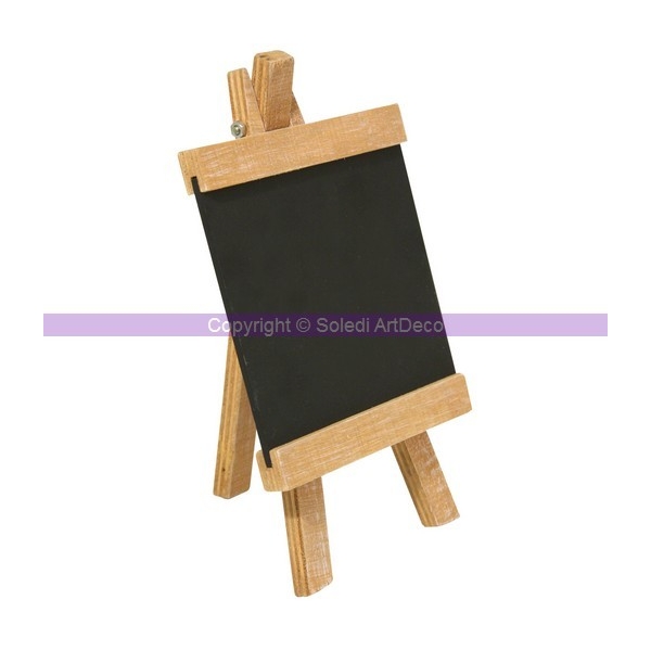 Mini Chevalet de table en bois avec tableau noir ardoise, trépied, haut. 18 cm - Photo n°1
