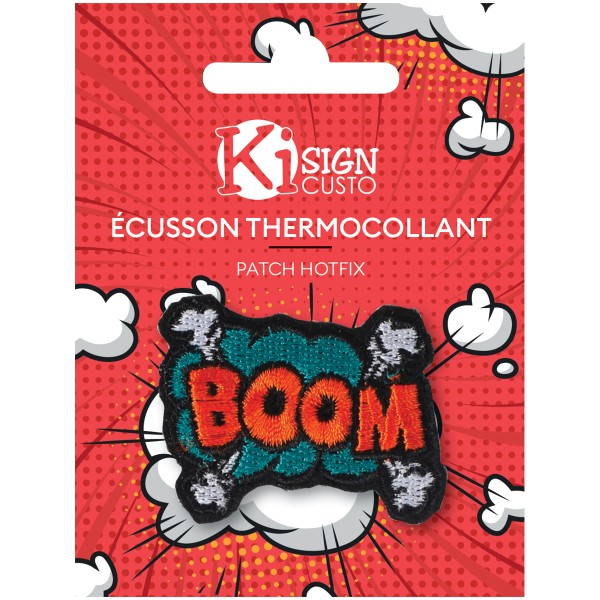Écusson brodé thermocollant - Boom - 5 x 3 cm - Photo n°1