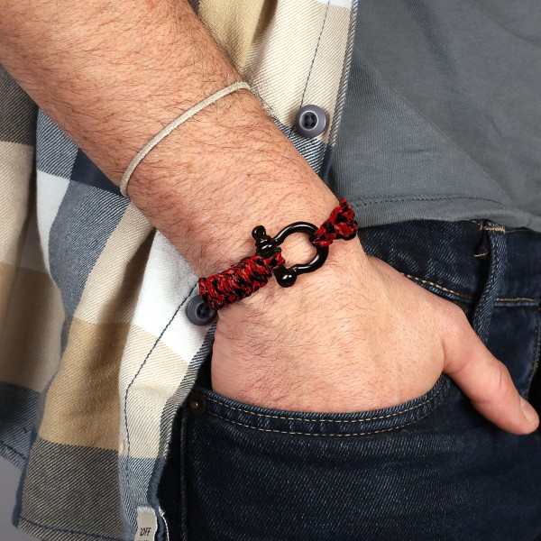 Kit DIY bijoux - Bracelet homme - Rouge et noir - Photo n°2