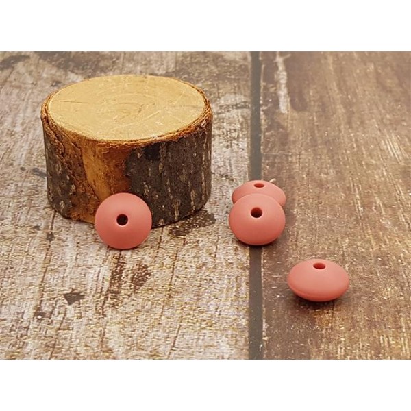 10 Perles Lentilles En Silicone 12mm Couleur Marron Rouge - Photo n°1