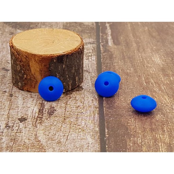 10 Perles Lentilles En Silicone 12mm Couleur Bleu Foncé - Photo n°1