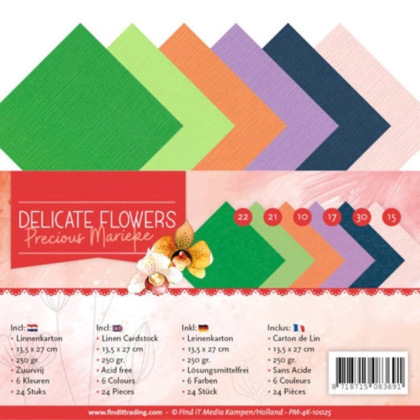 Set 24 cartes Delicate flowers 13.5x27cm - Photo n°1
