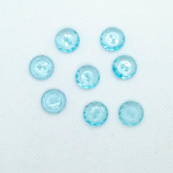 8 Boutons en résine - bleu clair - 12mm - bri503 - Photo n°1