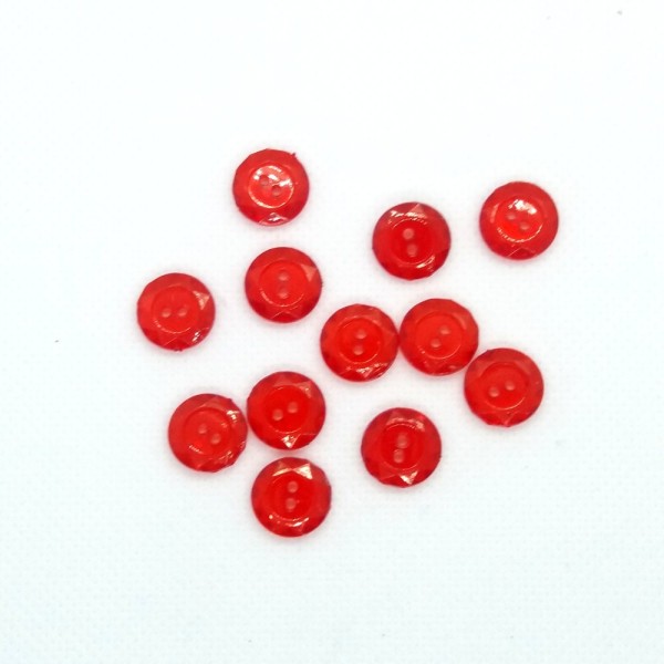 12 Boutons en résine - rouge - 12mm - bri503 - Photo n°1