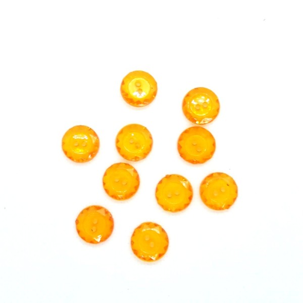 10 Boutons en résine - orange - 12mm - bri503 - Photo n°1