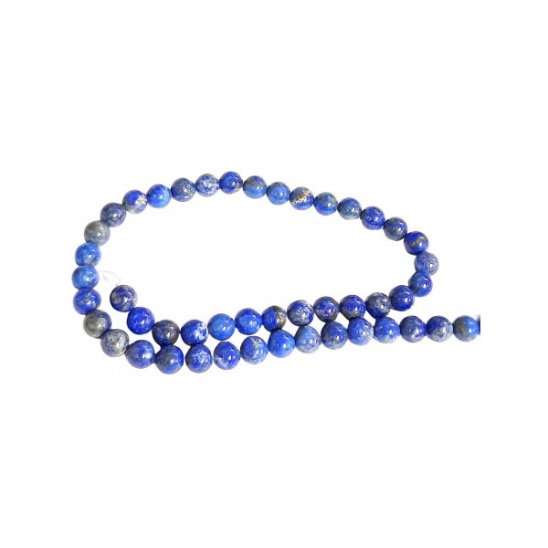 Fil de 60 perles rondes 6mm 6 mm en lapis lazuli lazulis teinté - Photo n°2