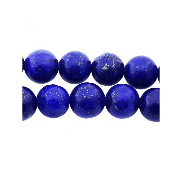 Fil de 60 perles rondes 6mm 6 mm en lapis lazuli lazulis teinté - Photo n°3