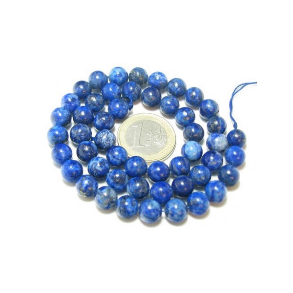 Fil de 60 perles rondes 6mm 6 mm en lapis lazuli lazulis teinté - Photo n°4