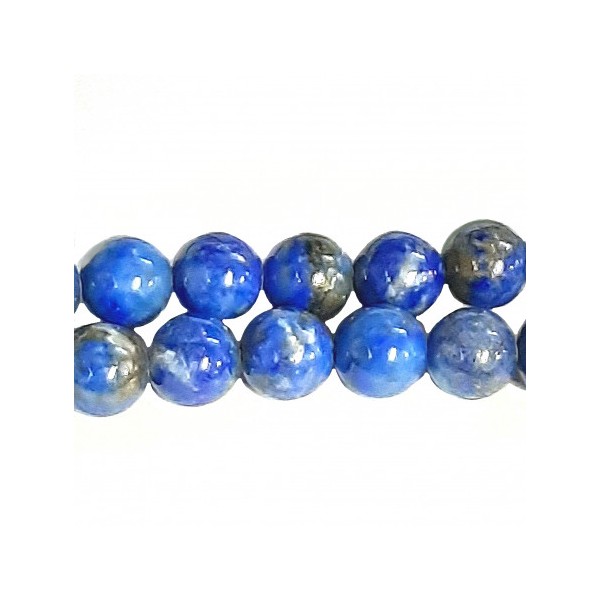 Fil de 60 perles rondes 6mm 6 mm en lapis lazuli lazulis teinté - Photo n°1