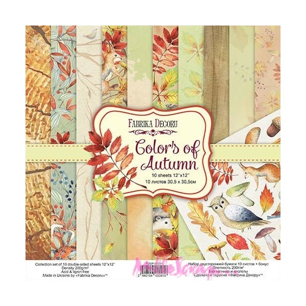 Papiers imprimés Colors of autumn, 30 X 30 cm, Fabrika Decoru - 12 pièces - Photo n°1