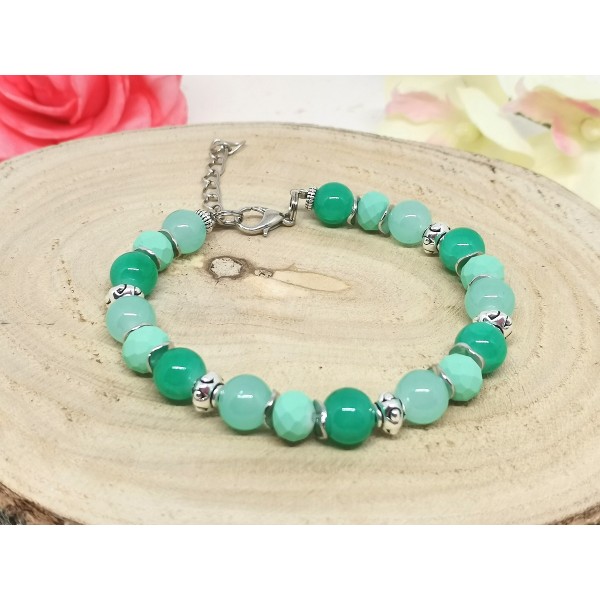 Kit bracelet ajustable perles en verre vertes - Photo n°3