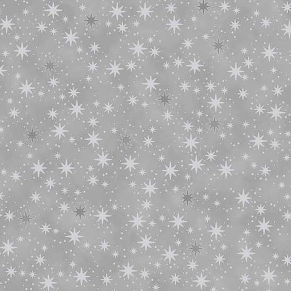 Tissu Coton Noël - Flocons - Gris - Vendu par 10 cm - Photo n°1