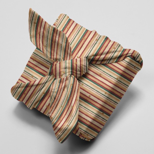 Tissu Coton Noël - Rayures & Étoiles - Doré - Vendu par 10 cm - Photo n°4