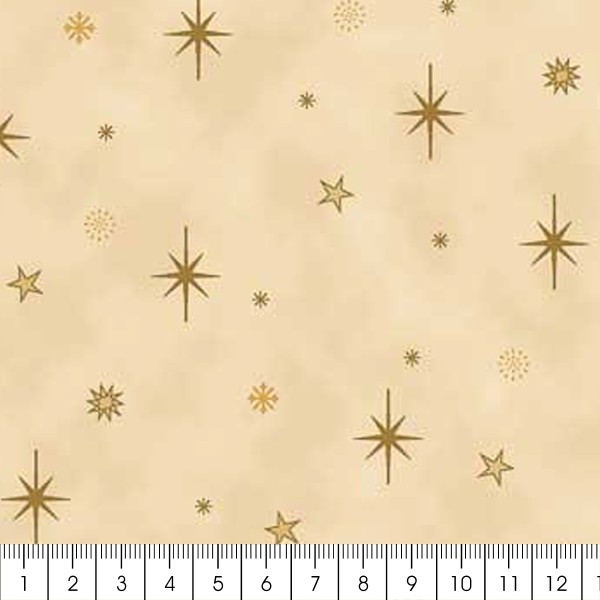 Tissu Coton Noël - Étoiles - Vendu par 10 cm - Photo n°3