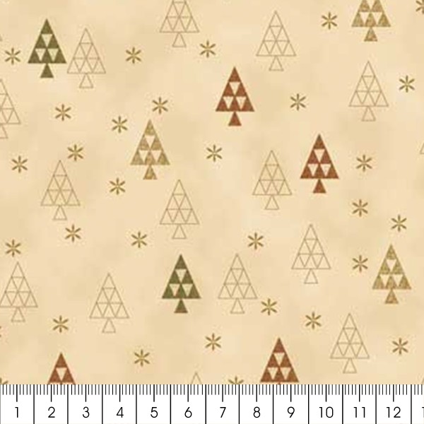 Tissu Coton Noël - Sapins - Vendu par 10 cm - Photo n°3