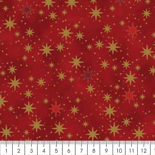 Tissu Coton Noël - Flocons - Rouge Bordeaux - Vendu par 10 cm - Photo n°2
