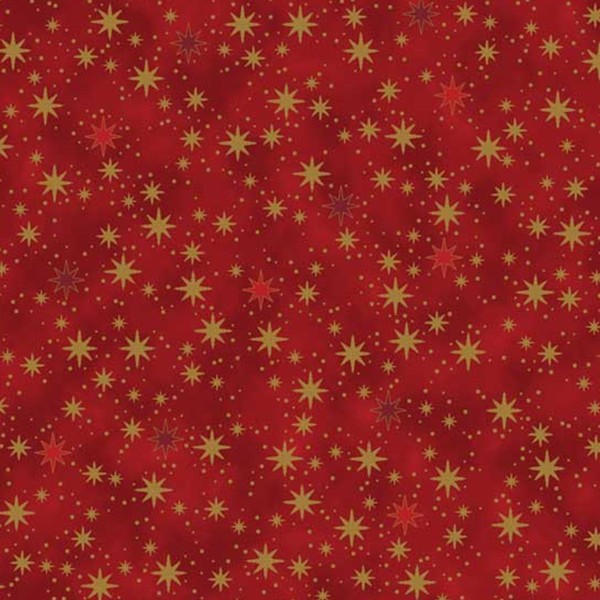 Tissu Coton Noël - Flocons - Rouge Bordeaux - Vendu par 10 cm - Photo n°1