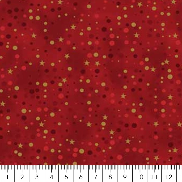 Tissu Coton Noël - À pois - Rouge Bordeaux - Vendu par 10 cm - Photo n°2