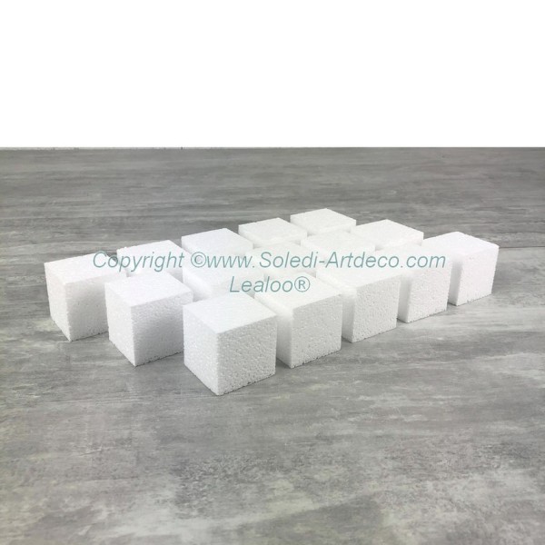 Gros lot 15 petits cubes 5x5x5 cm en polystyrène, minis Blocs en Styropor blanc à décorer - Photo n°3