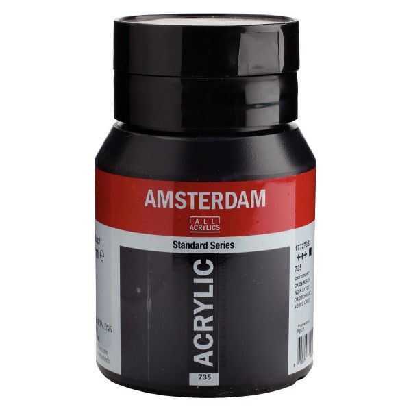 Pot peinture acrylique 500ml Amsterdam noir oxyde - Photo n°1