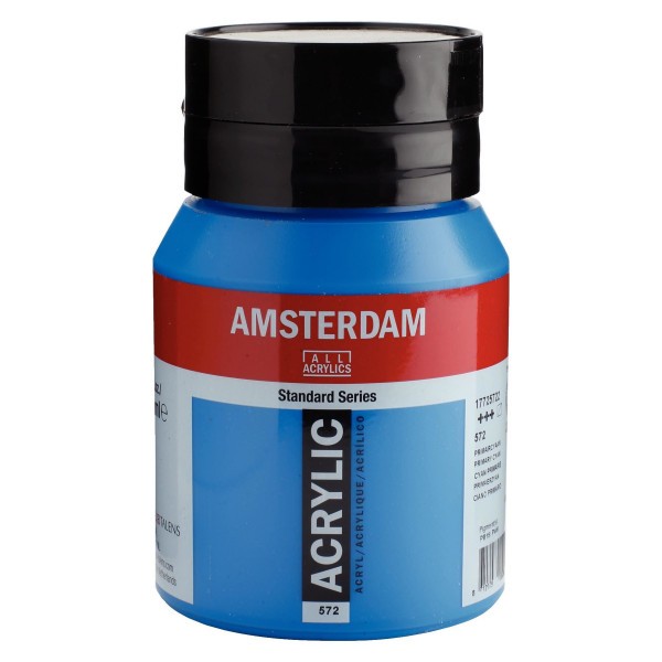 Pot peinture acrylique 500ml Amsterdam cyan primaire - Photo n°1
