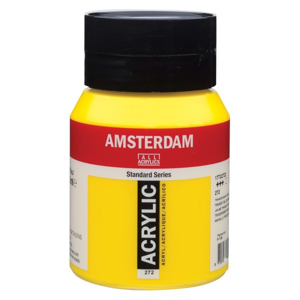 Pot peinture acrylique 500ml Amsterdam jaune transparent moyen - Photo n°1