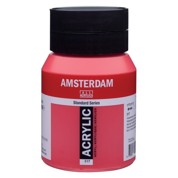 Pot peinture acrylique 500ml Amsterdam rouge transparent moyen - Photo n°1