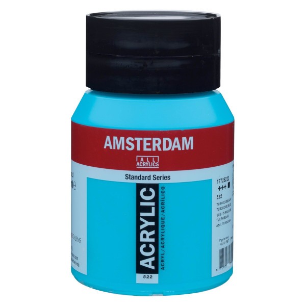 Pot peinture acrylique 500ml Amsterdam bleu turquoise - Photo n°1