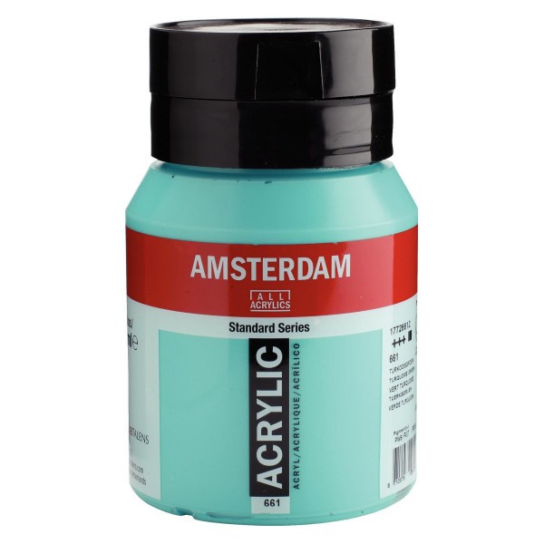 Pot peinture acrylique 500ml Amsterdam vert turquoise - Photo n°1