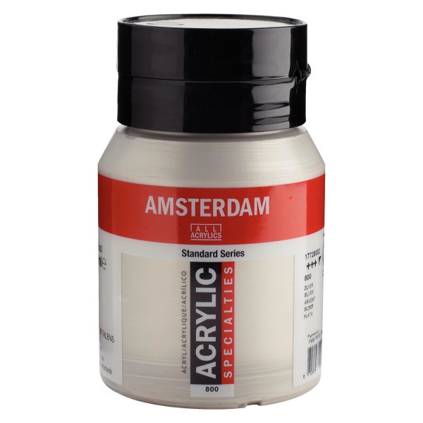 Pot peinture acrylique 500ml Amsterdam argent - Photo n°1