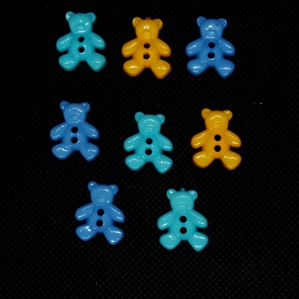 8 Boutons fantaisies en résine - ourson multicolore - 16x19mm- bri524 - Photo n°1